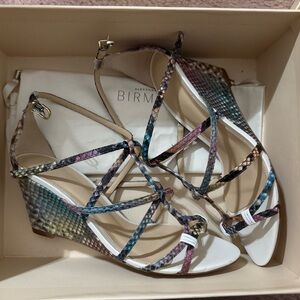 Alexandre Birman Colorful Python Strappy Wedge Sandals